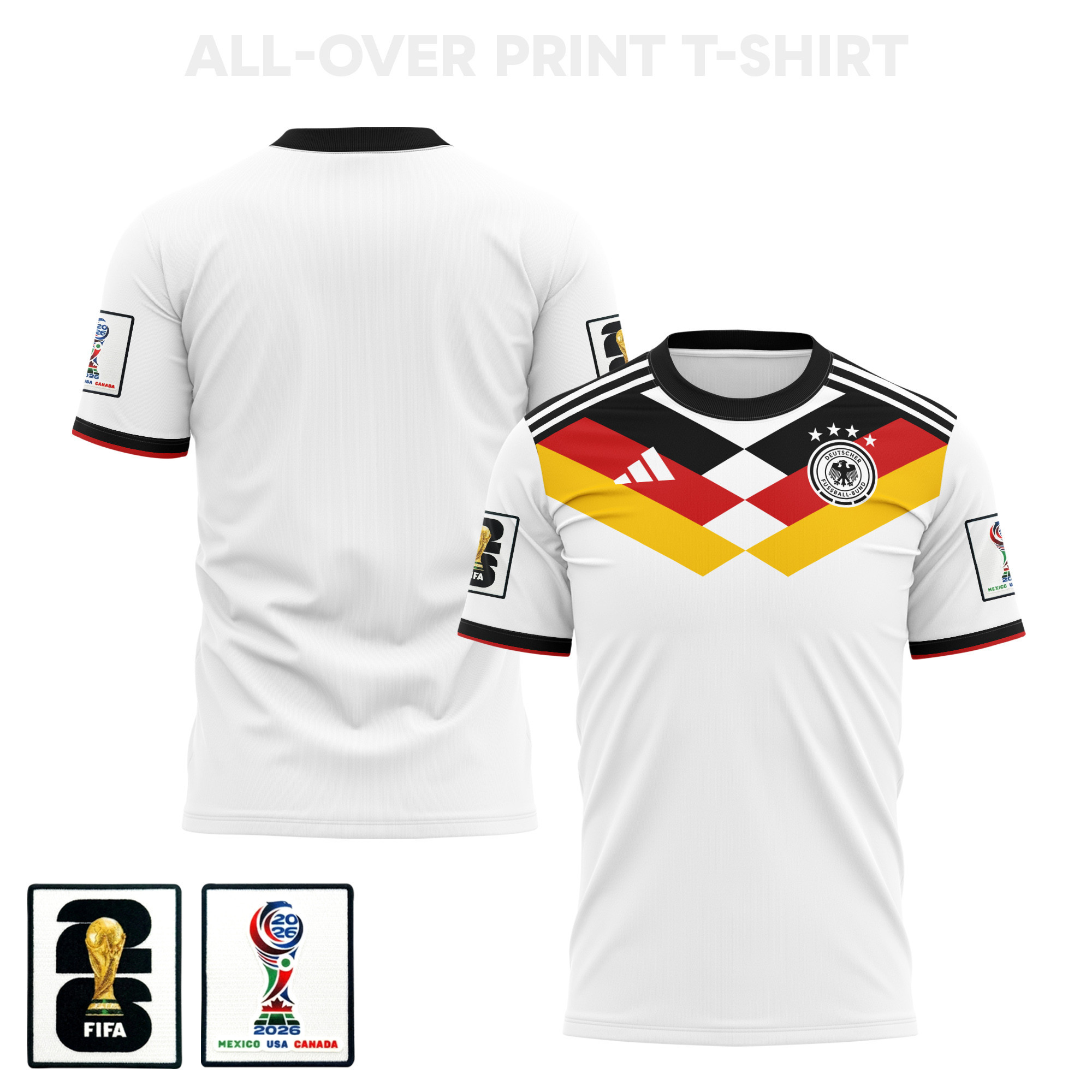 Germany 2026 Home 3D T-Shirt Fully Printed – Unisex, White - Jersey Teams