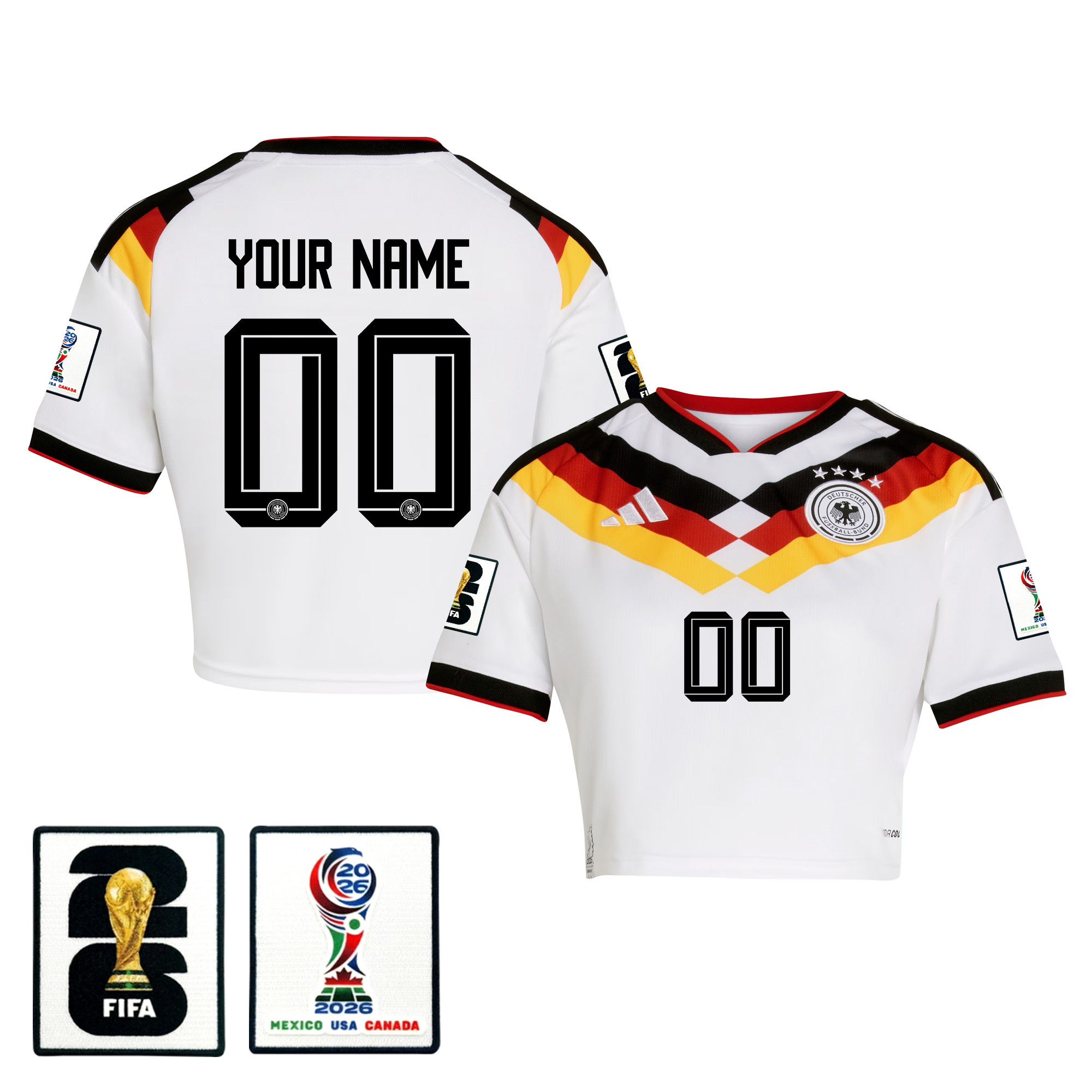 Germany 2026 Home Personalized Women’s Cropped Jersey - White - Jersey Teams