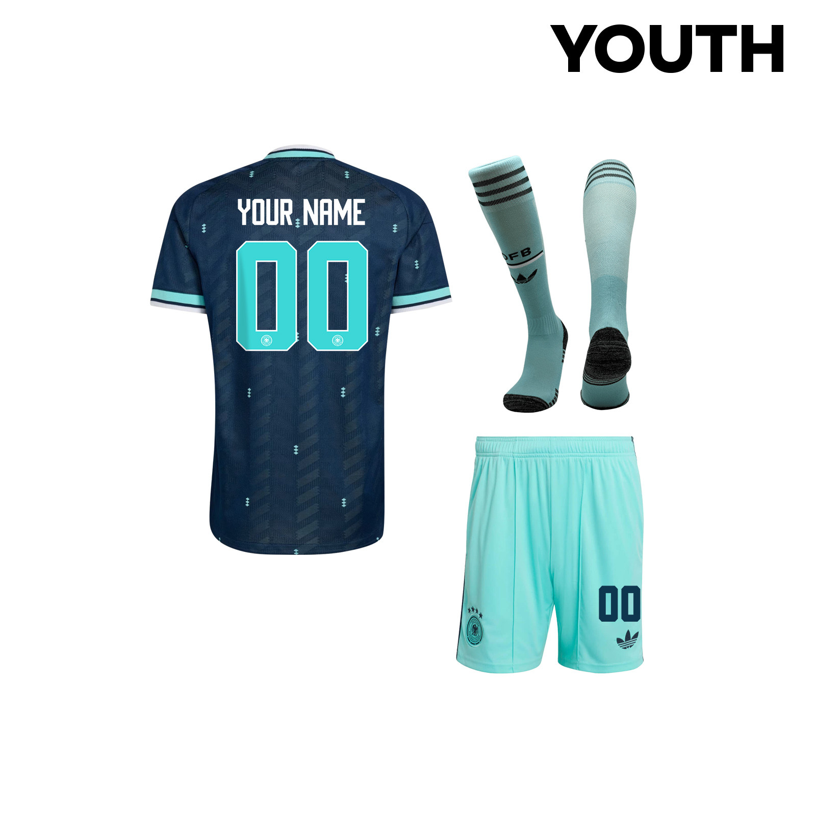 Germany 2026 YOUTH Away Kit Set – Personalized - Navy - Jersey Teams