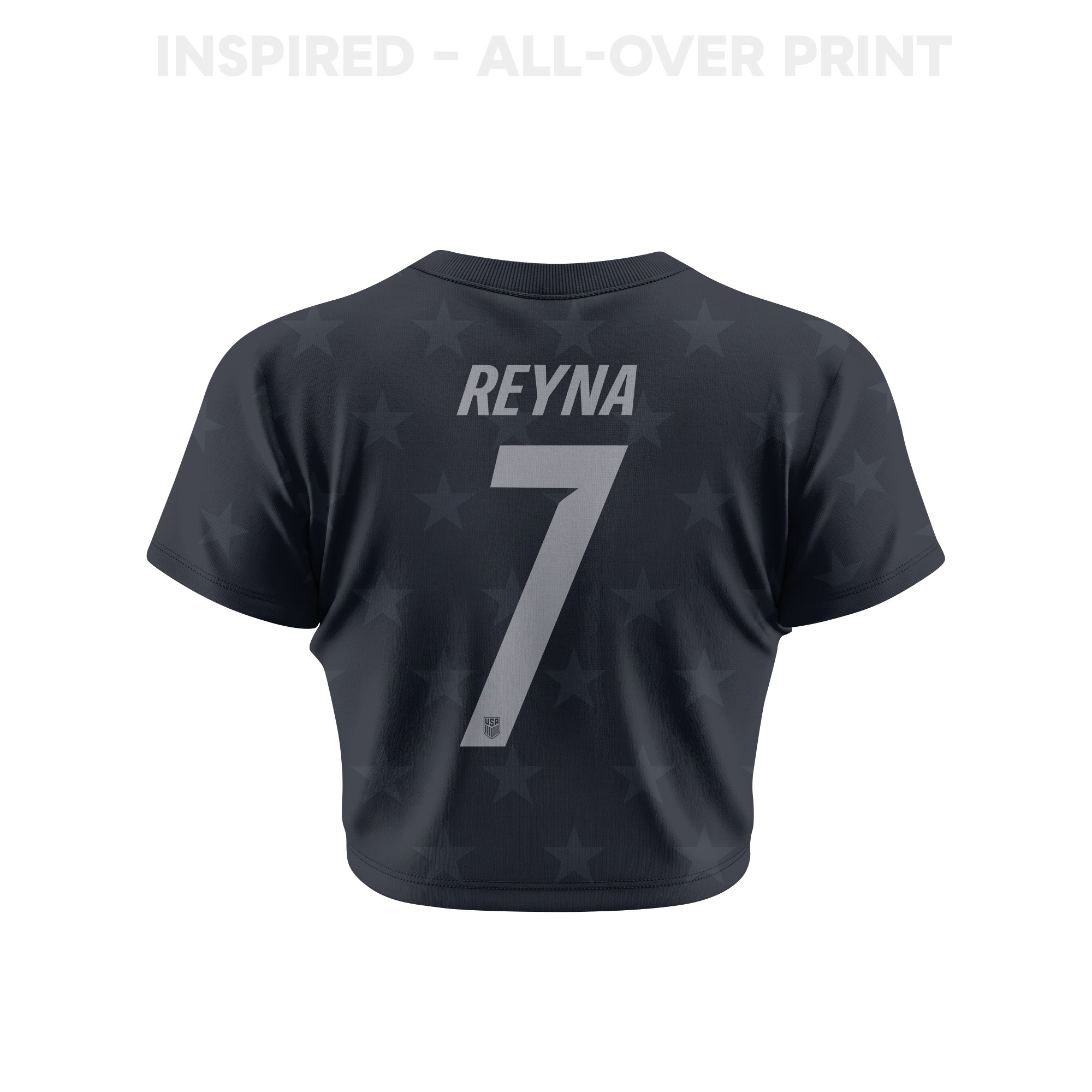 Giovanni Reyna 7 USMNT 2026 Women's Away All-Over Print Cropped Jersey - Black - Jersey Teams