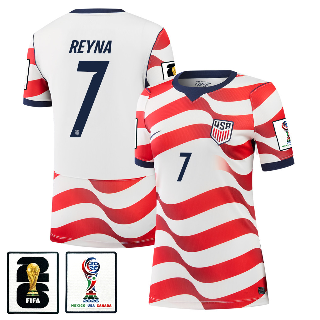 Giovanni Reyna 7 USMNT 2026 Women’s Home Jersey – White – Jersey Teams
