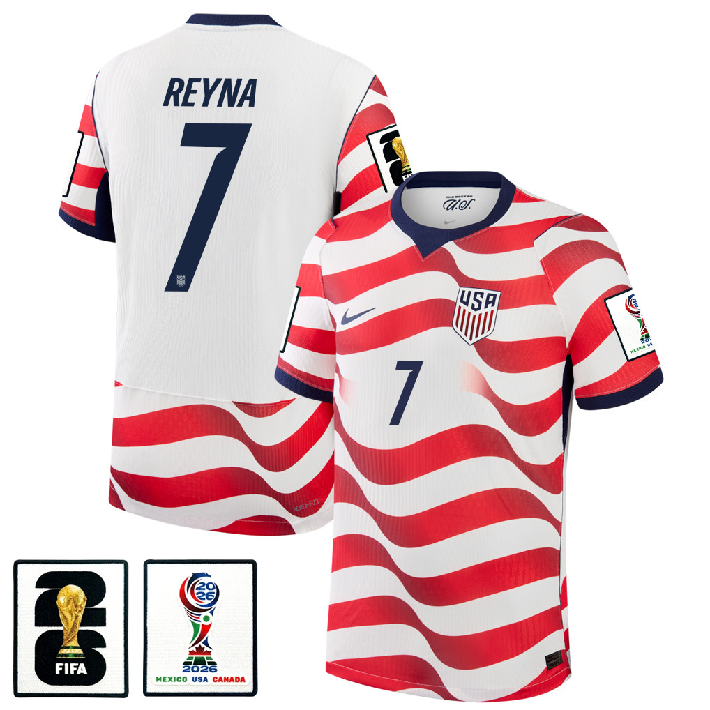 Giovanni Reyna 7 USMNT 2026 x World Cup Patch Home Match Jersey - White, Men - Jersey Teams