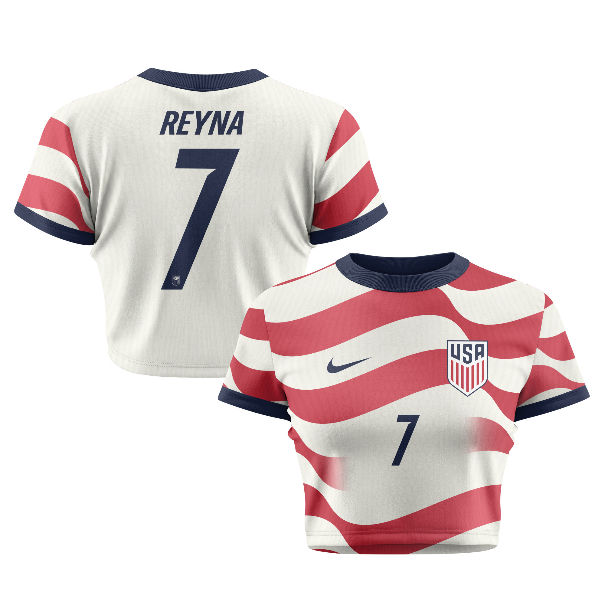 Giovanni Reyna 7 Women's USMNT 2026 Home All-Over Print Cropped Jersey - Jersey Teams