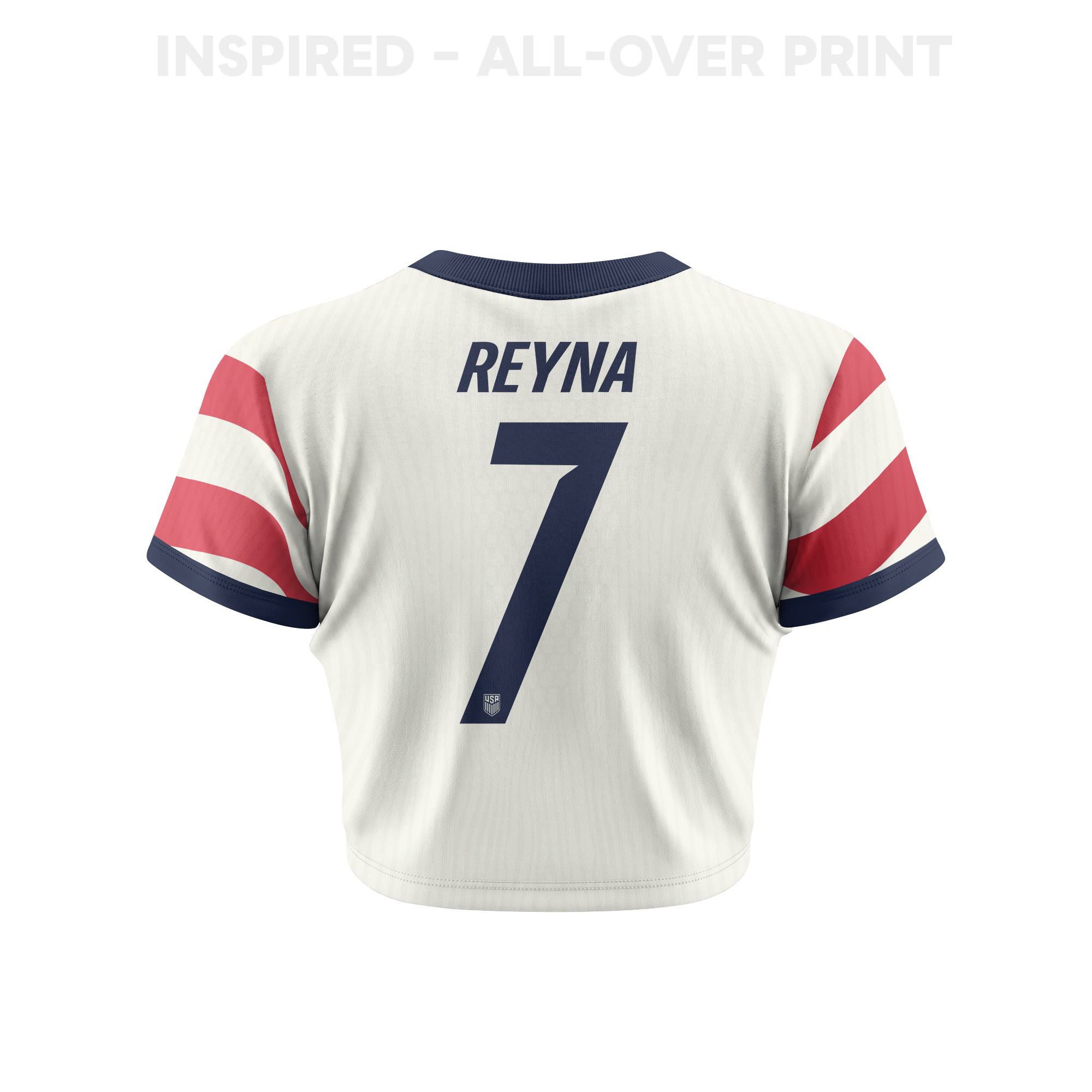 Giovanni Reyna 7 Women's USMNT 2026 Home All-Over Print Cropped Jersey - Jersey Teams