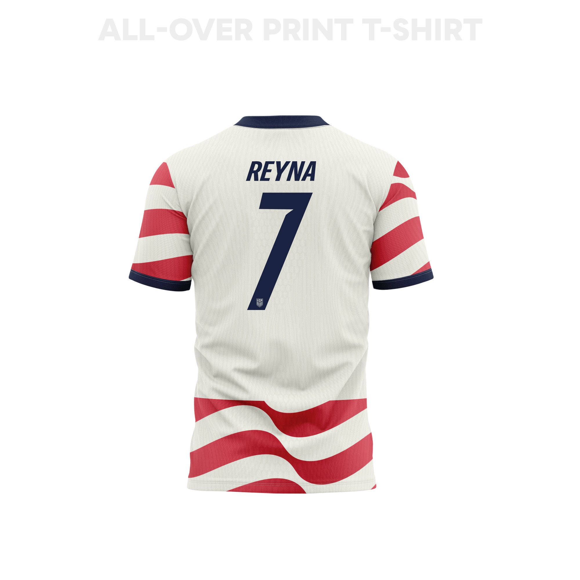Giovanni Reyna 7 Youth USMNT 2026 Home 3D T-shirt Fully Printed – White/Red - Jersey Teams