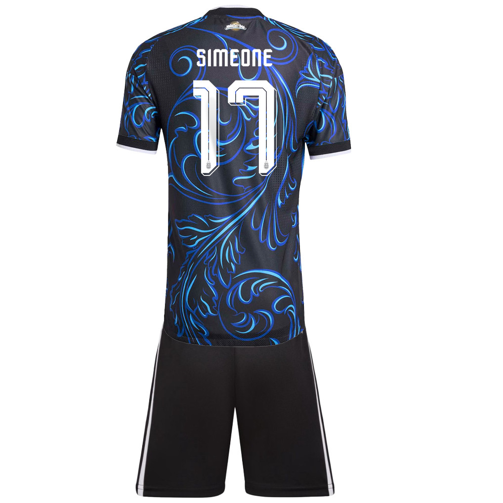 Giuliano Simeone 17 Argentina 2026 Away Men Jersey & Shorts Set – Black - Jersey Teams