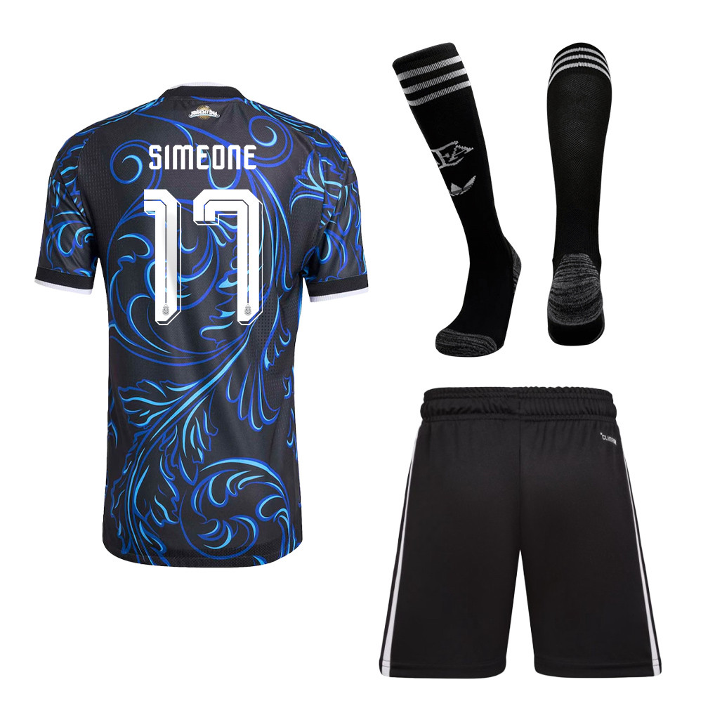 Giuliano Simeone 17 Argentina 2026 Away Men Kit Set – Black - Jersey Teams