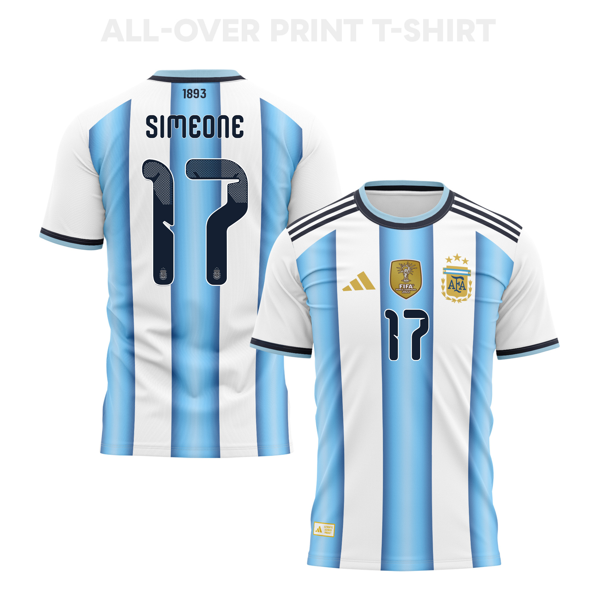 Giuliano Simeone 17 Argentina 2026 Home 3D T-Shirt Fully Printed – Unisex, White - Jersey Teams