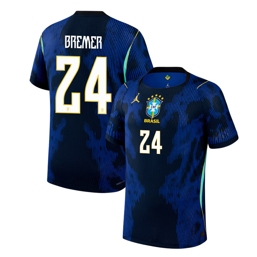 Gleison Bremer 24 Brazil National Team 2026 Away Jersey - Blue, Men - Jersey Teams