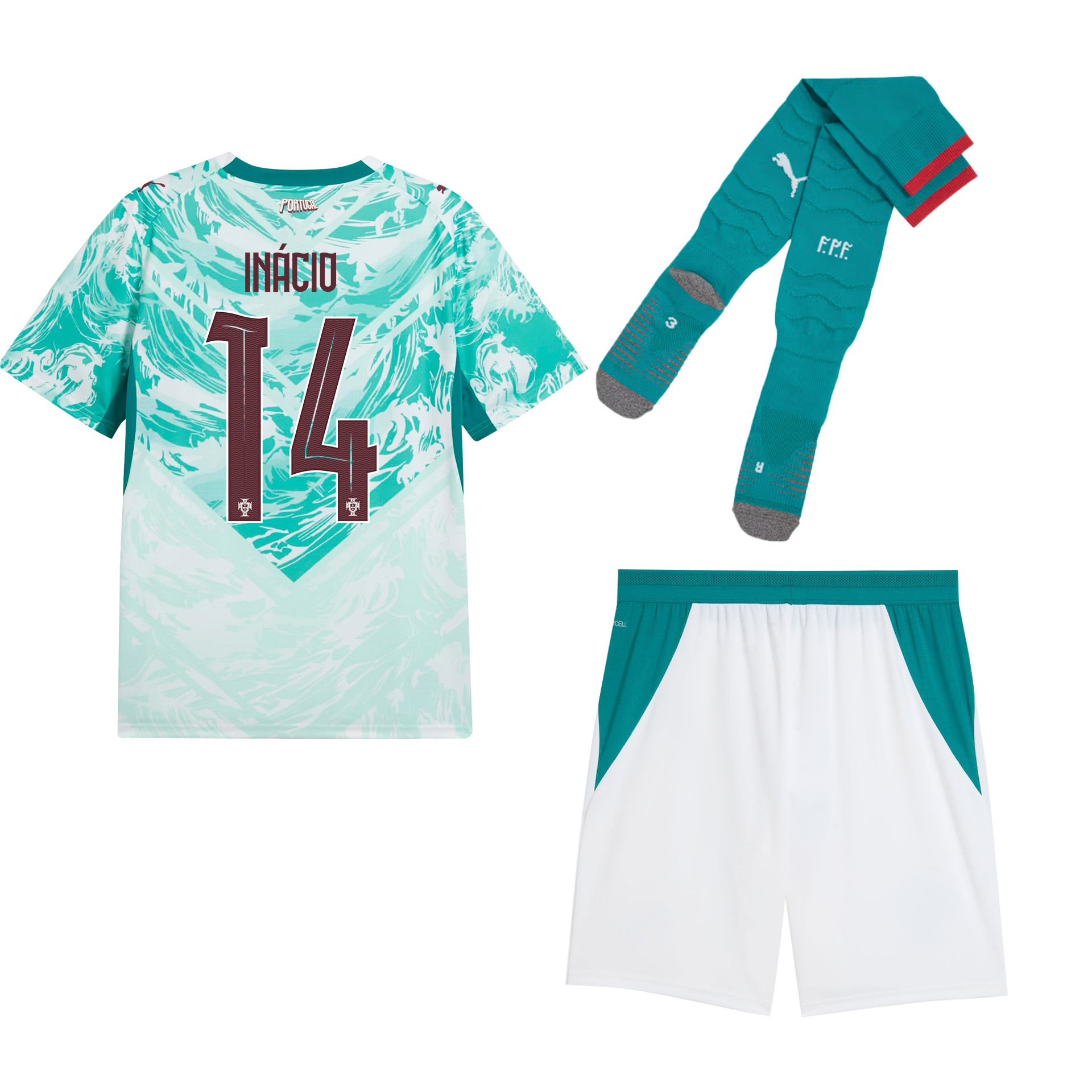 Gonçalo Inácio 14 Portugal 2026 Away Men Kit Set – White - Jersey Teams