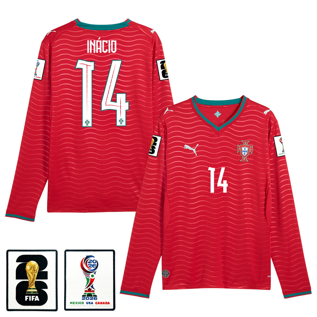 Gonçalo Inácio 14 Portugal National Team 2026 Home Long Sleeve Jersey – Red – Jersey Teams