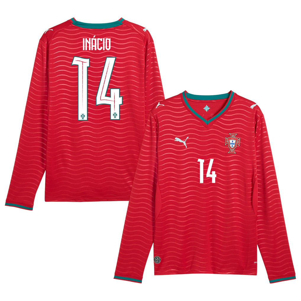 Gonçalo Inácio 14 Portugal National Team 2026 Home Long Sleeve Jersey - Red - Jersey Teams