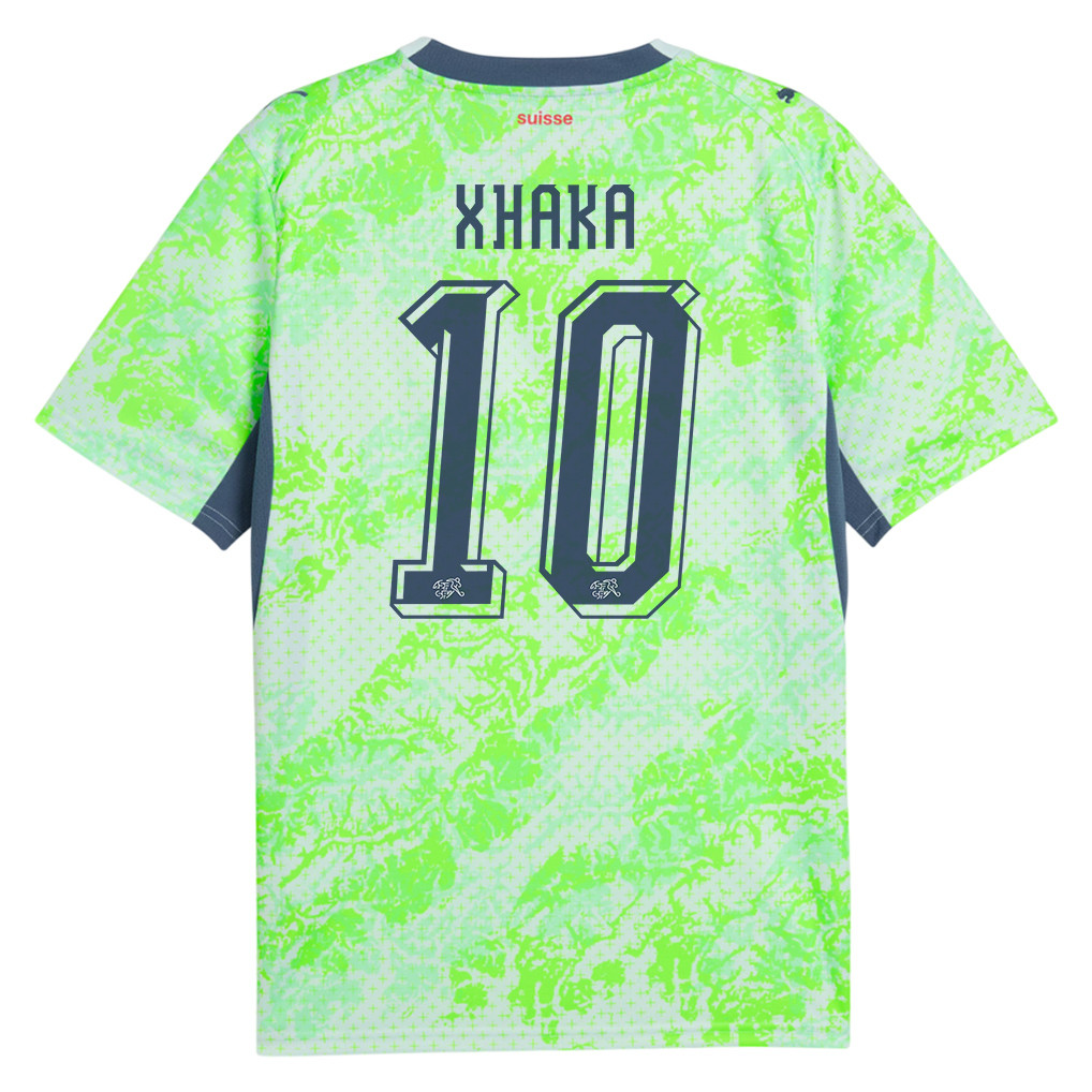 Granit Xhaka 10 Switzerland National Team 2026 Away Jersey - Men, Green - Jersey Teams