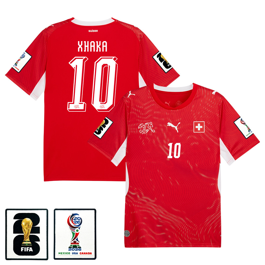 Granit Xhaka 10 Switzerland National Team 2026 x World Cup Patch Home Jersey - Red, Men - Jersey Teams