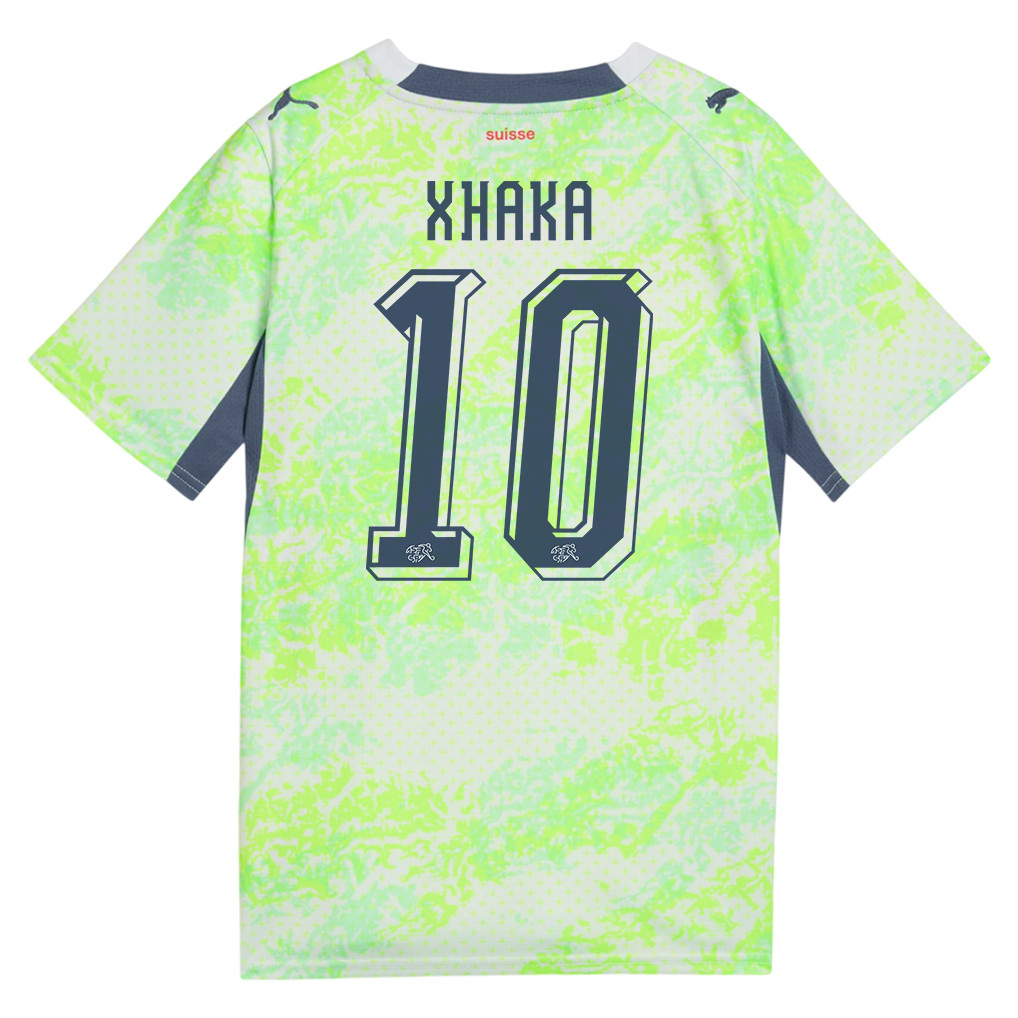 Granit Xhaka 10 Youth Switzerland National Team 2026 Away Jersey - Green - Jersey Teams