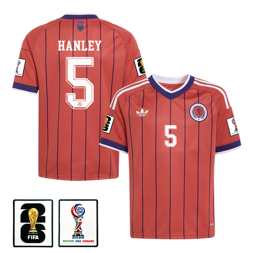 Grant Hanley 5 Youth Scotland National Team 2026 Away Jersey - Red - Jersey Teams