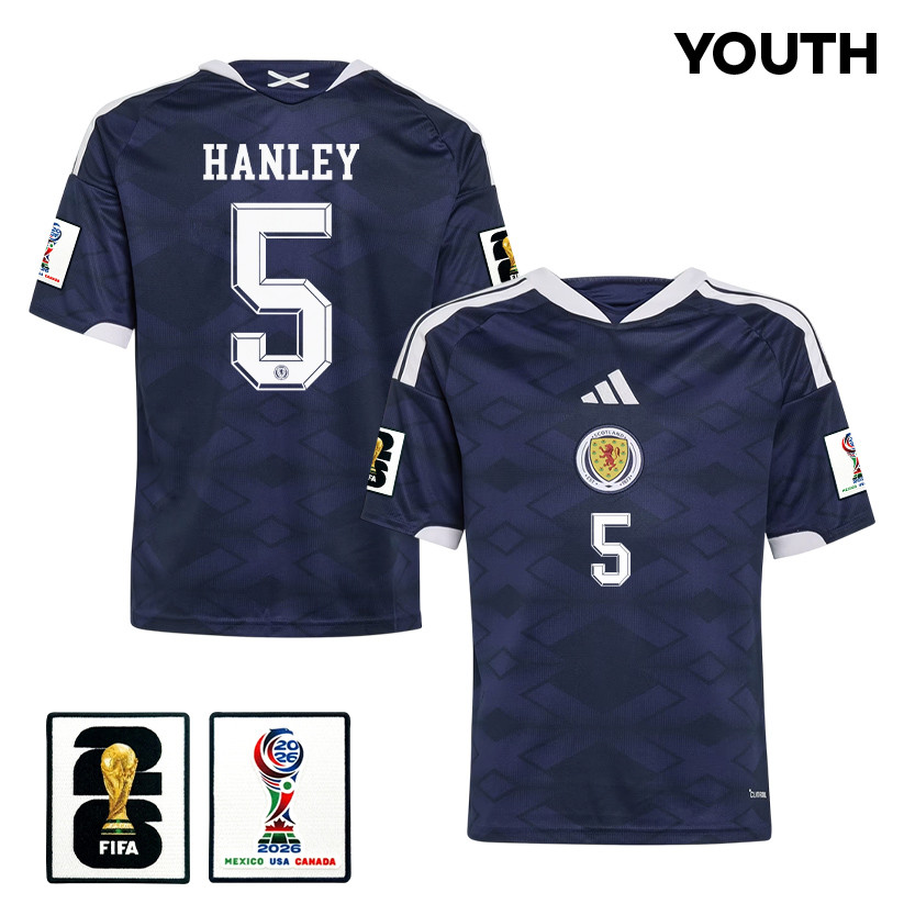 Grant Hanley 5 Youth Scotland National Team 2026 Home Jersey - Navy - Jersey Teams