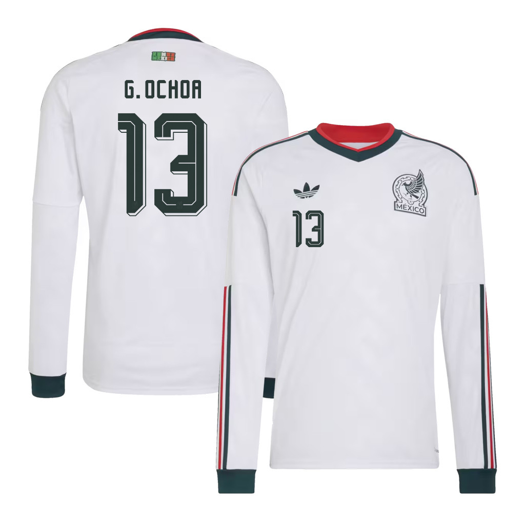 Guillermo Ochoa 13 Mexico National Team 2026 Away Long Sleeve Jersey - White - Jersey Teams