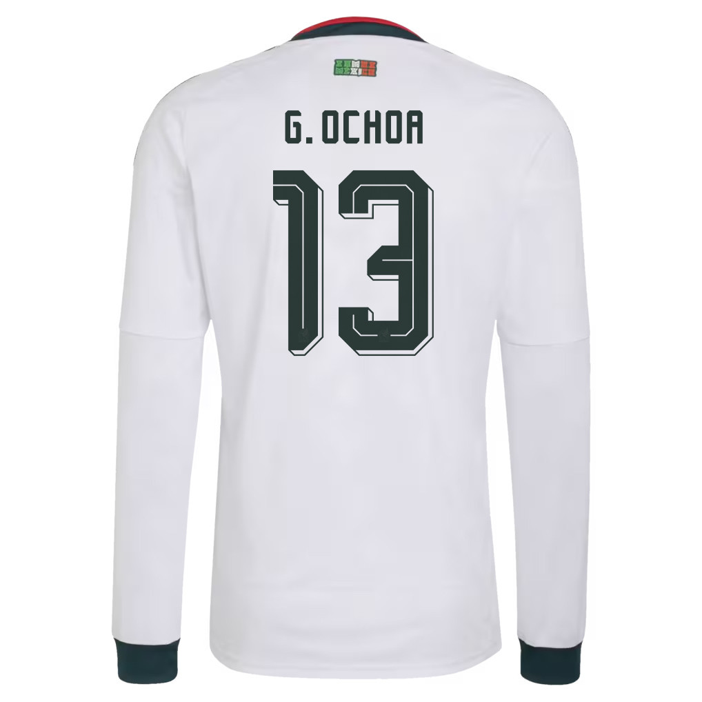Guillermo Ochoa 13 Mexico National Team 2026 Away Long Sleeve Jersey - White - Jersey Teams