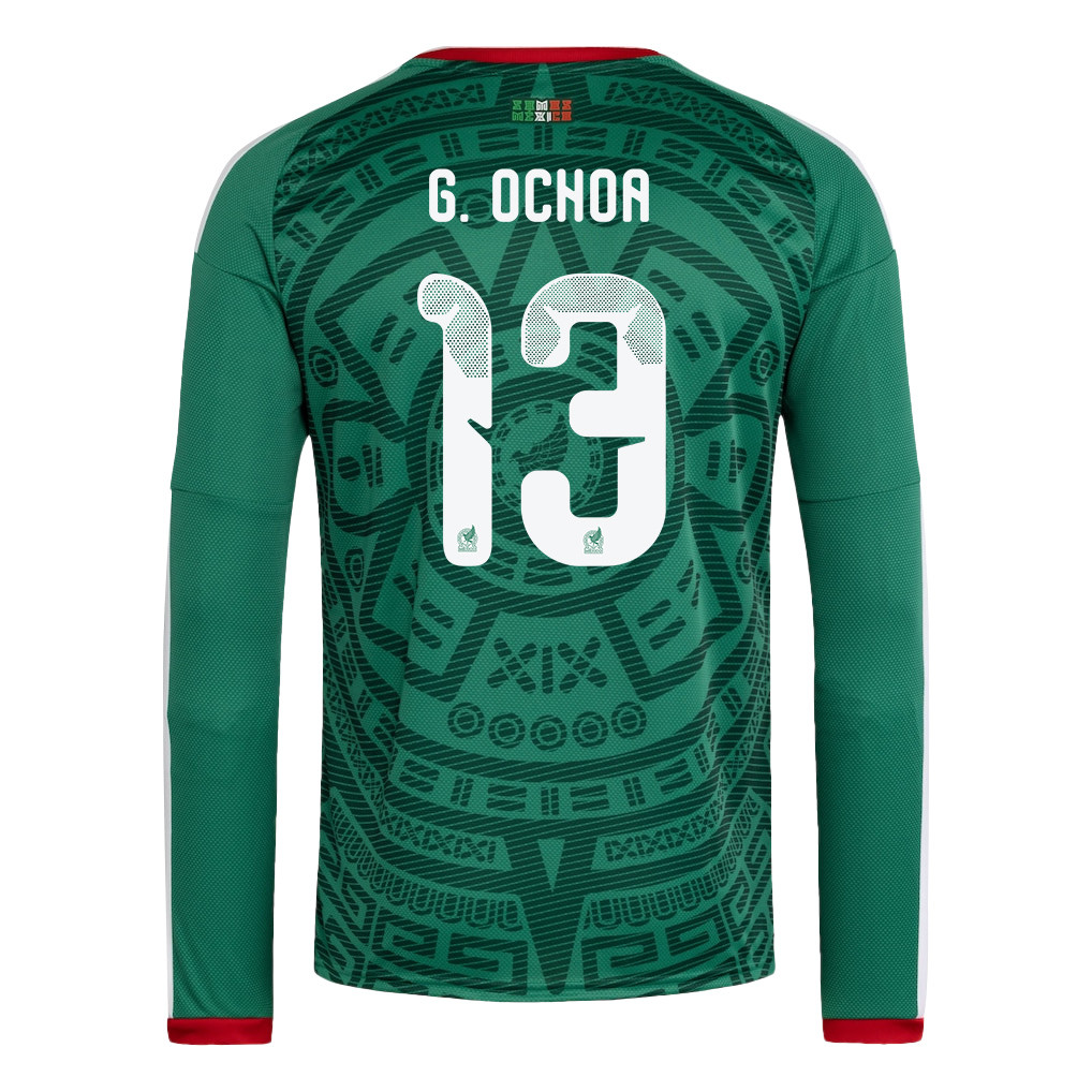 Guillermo Ochoa 13 Mexico National Team 2026 Home Long Sleeve Jersey - Green - Jersey Teams