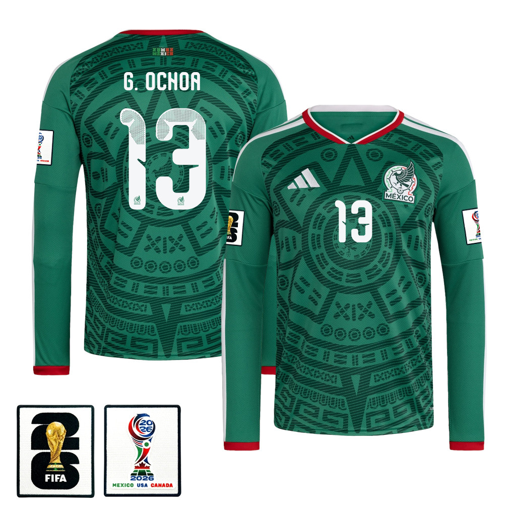 Guillermo Ochoa 13 Mexico National Team 2026 Home Long Sleeve Jersey - Green - Jersey Teams