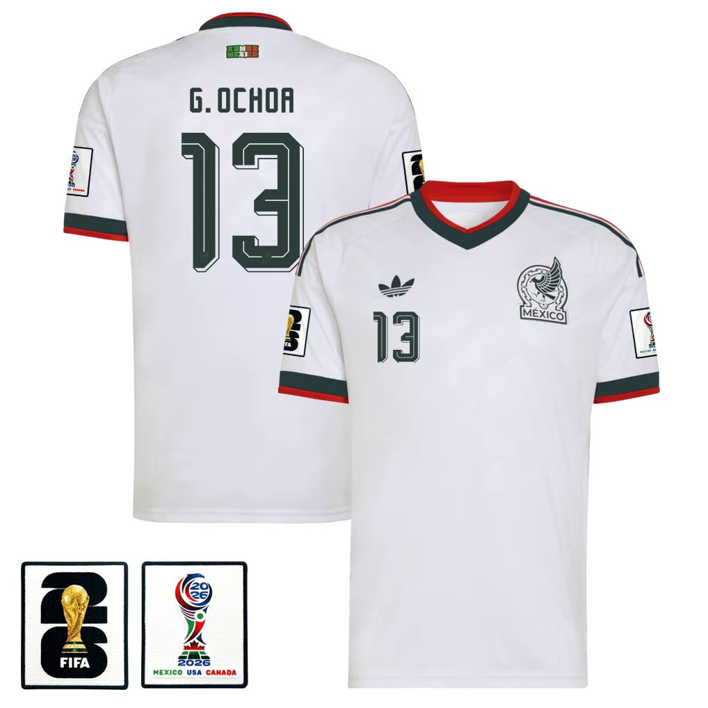 Guillermo Ochoa 13 Mexico National Team 2026 x World Cup Patch Away Jersey - White, Men - Jersey Teams