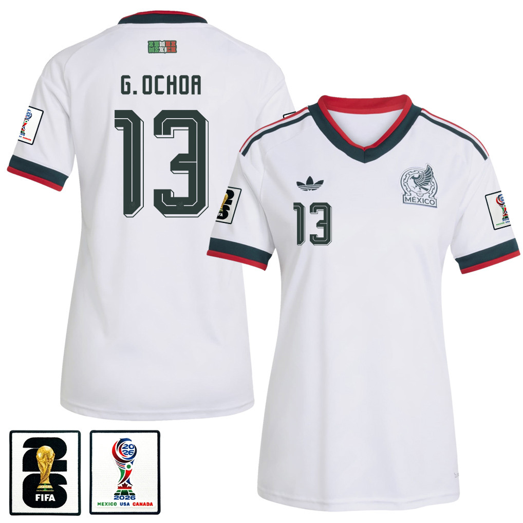 Guillermo Ochoa 13 Women's Mexico National Team 2026 Away Jersey - White - Jersey Teams