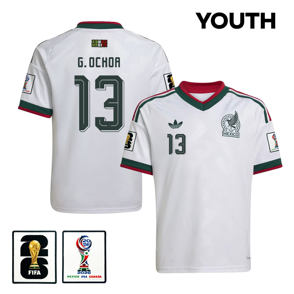Guillermo Ochoa 13 Youth Mexico National Team 2026 Away Jersey - White - Jersey Teams