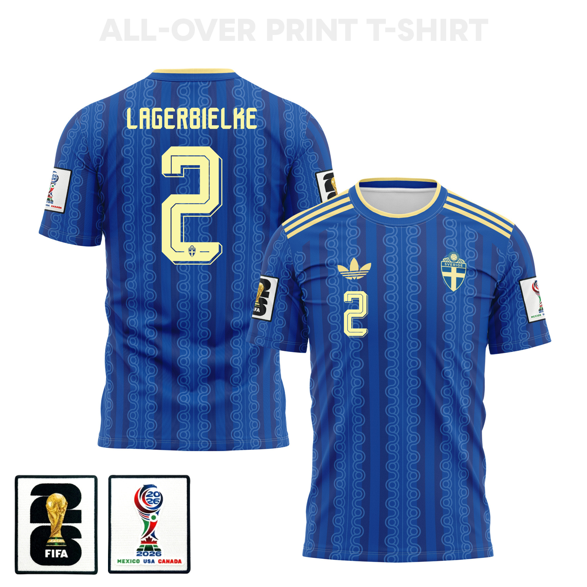 Gustaf Lagerbielke 2 Sweden 2026 Away 3D T-Shirt Fully Printed – Unisex, Blue – Jersey Teams