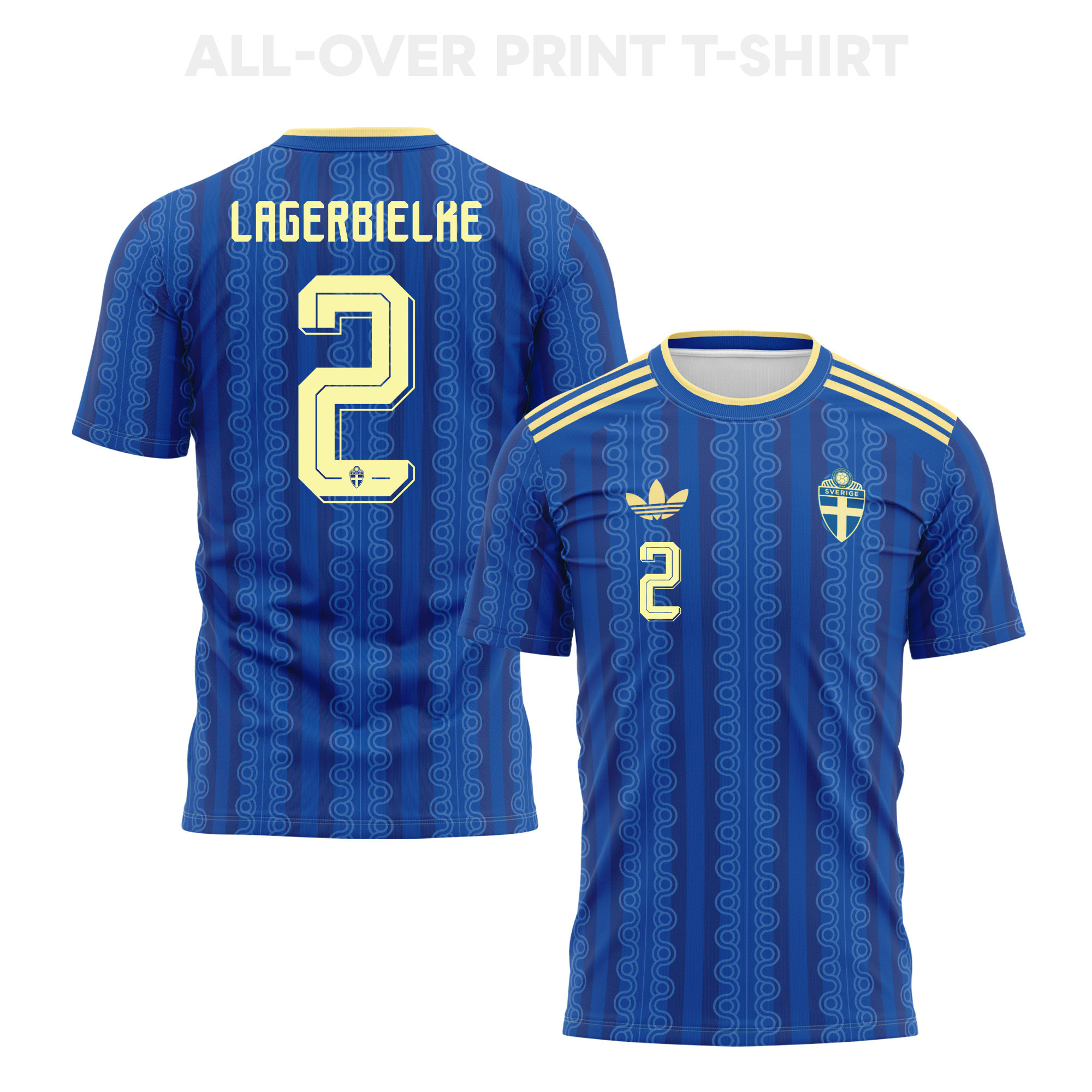 Gustaf Lagerbielke 2 Sweden 2026 Away 3D T-Shirt Fully Printed – Unisex, Blue - Jersey Teams