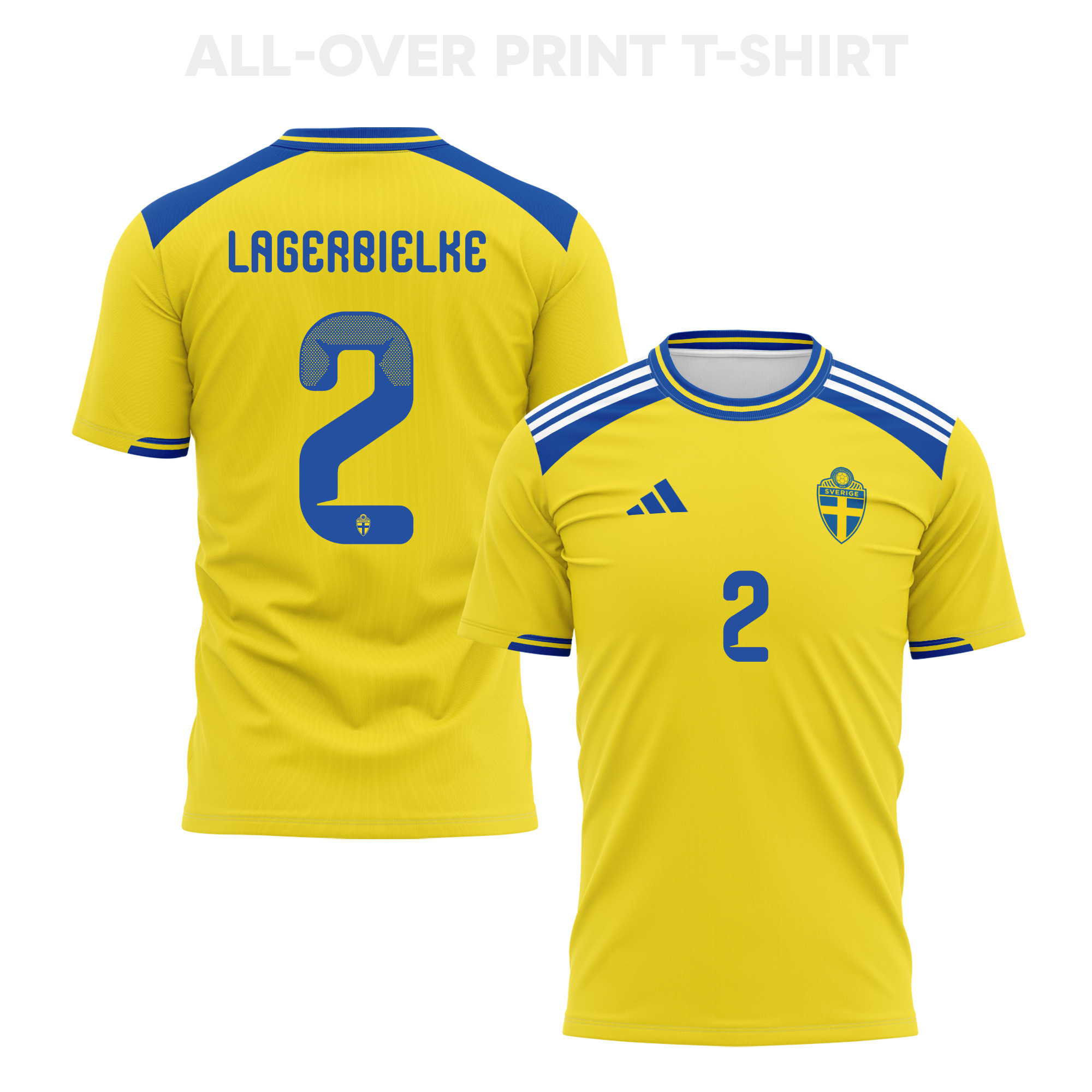 Gustaf Lagerbielke 2 Sweden 2026 Home 3D T-Shirt Fully Printed – Unisex, Yellow - Jersey Teams