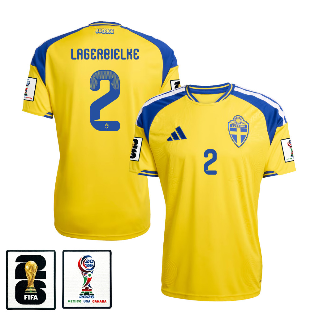 Gustaf Lagerbielke 2 Sweden National Team 2026 x World Cup Patch Home Jersey - Yellow, Men - Jersey Teams