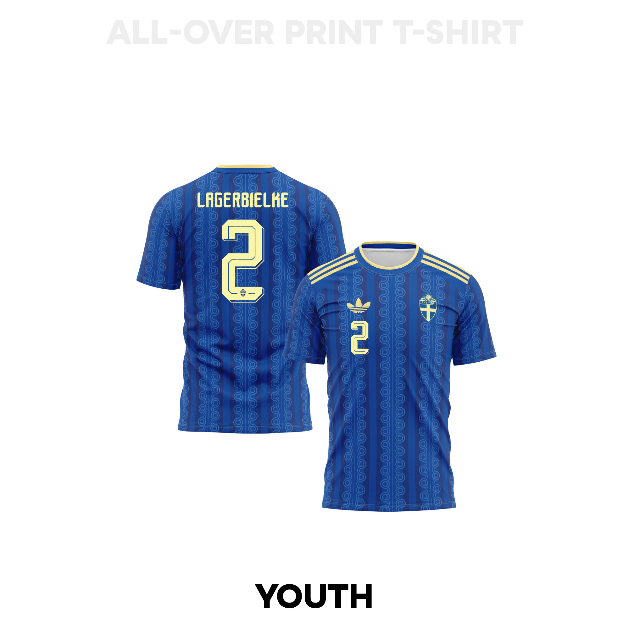 Gustaf Lagerbielke 2 Youth Sweden 2026 Away 3D T-shirt Fully Printed – Blue - Jersey Teams
