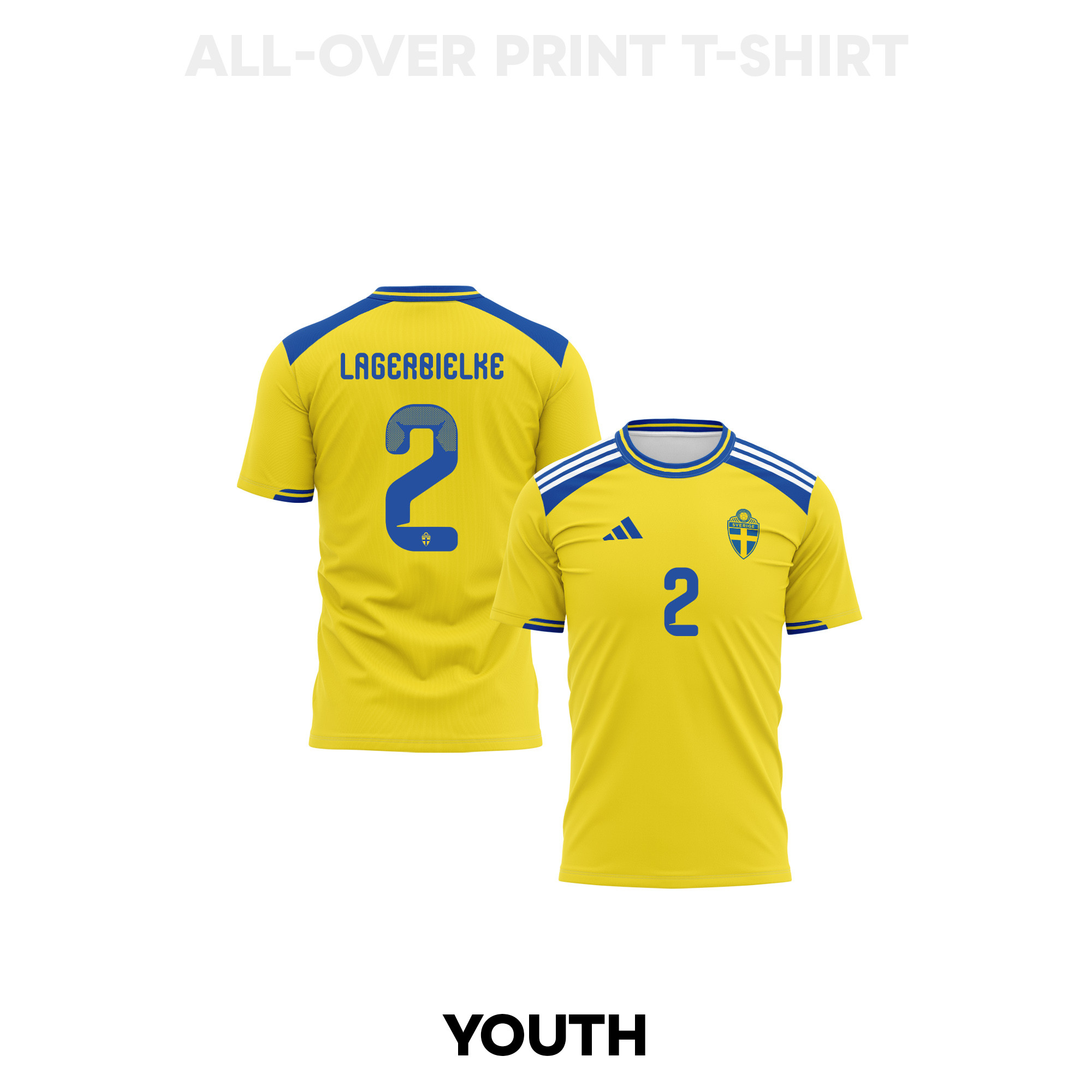 Gustaf Lagerbielke 2 Youth Sweden 2026 Home 3D T-shirt Fully Printed – Yellow - Jersey Teams