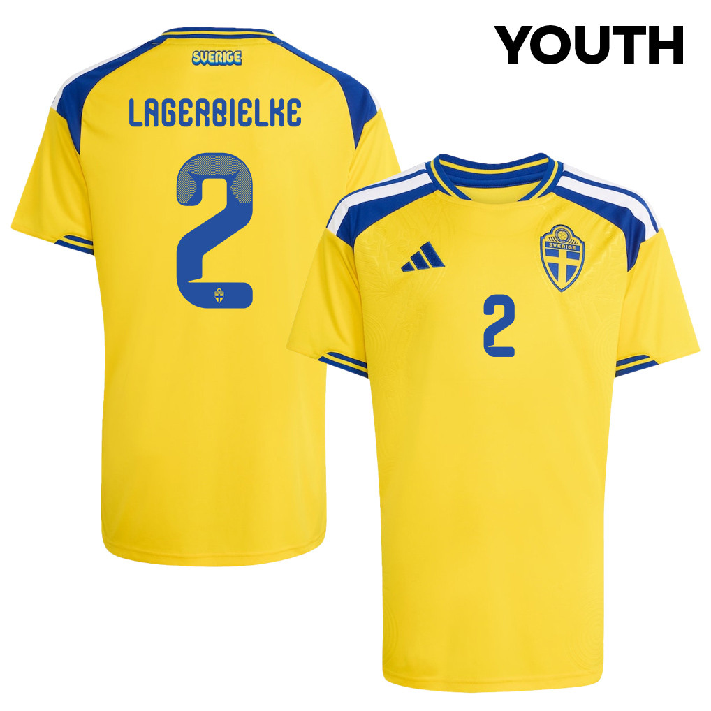 Gustaf Lagerbielke 2 Youth Sweden National Team 2026 Home Jersey - Yellow - Jersey Teams