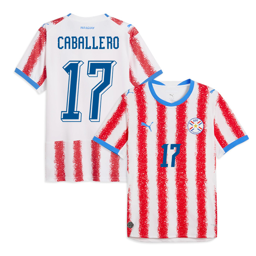 Gustavo Caballero 17 Paraguay National Team 2026 Home Jersey - White/Red, Men - Jersey Teams