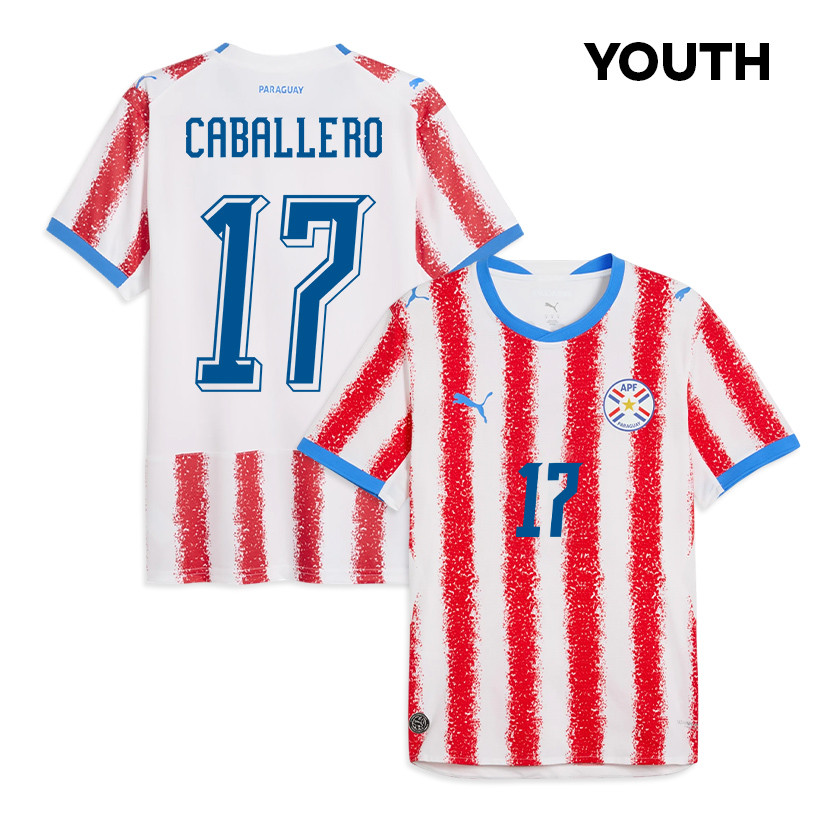 Gustavo Caballero 17 Youth Paraguay National Team 2026 Home Jersey - White/Red - Jersey Teams