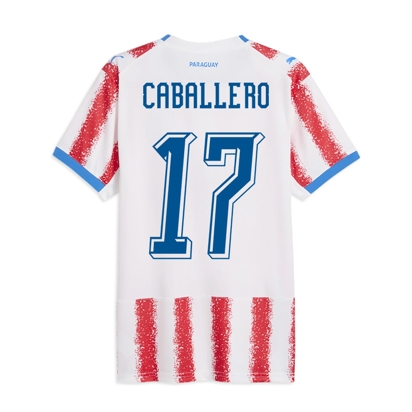 Gustavo Caballero 17 Youth Paraguay National Team 2026 Home Jersey - White/Red - Jersey Teams