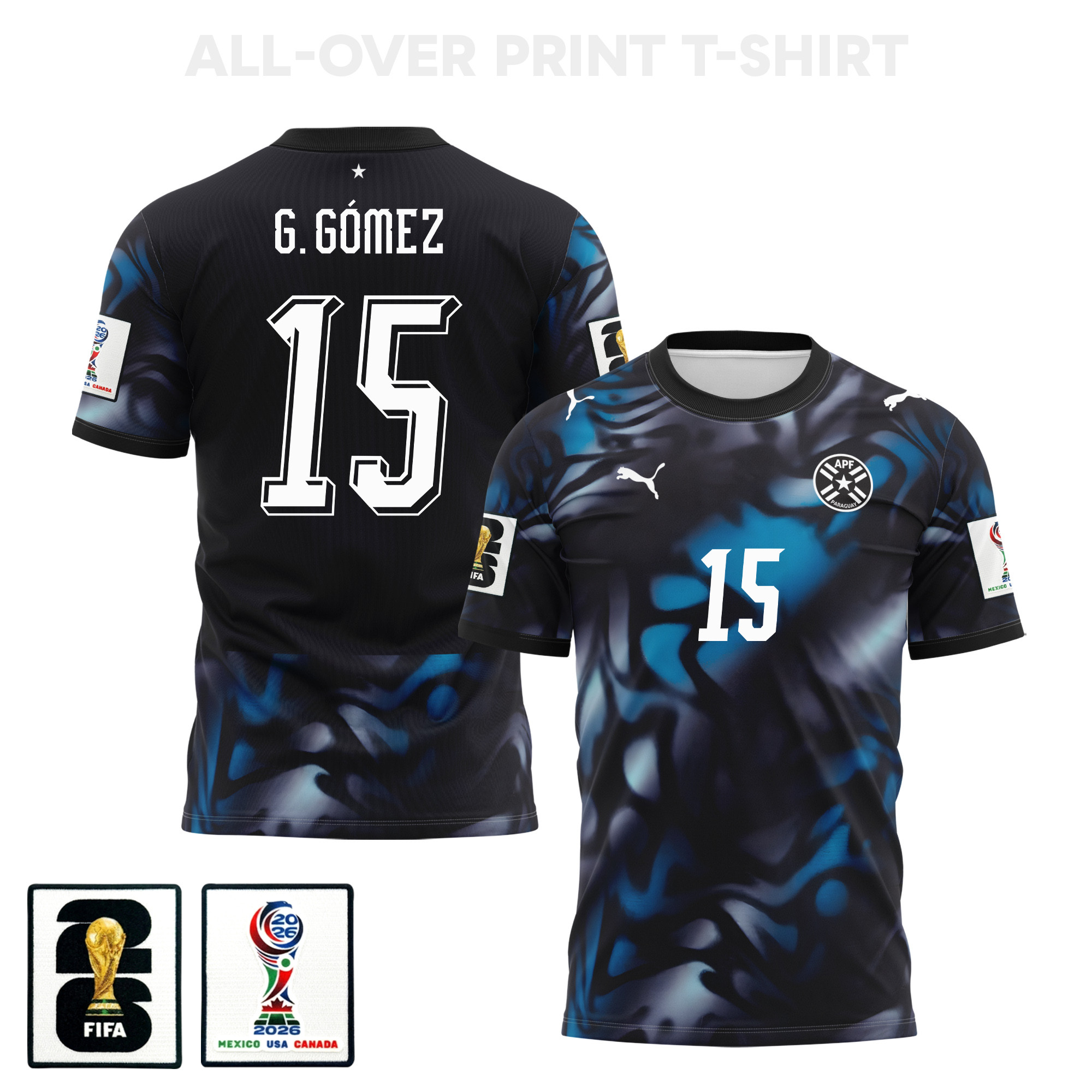 Gustavo Gómez 15 Paraguay 2026 Away 3D T-Shirt Fully Printed – Unisex, Navy – Jersey Teams