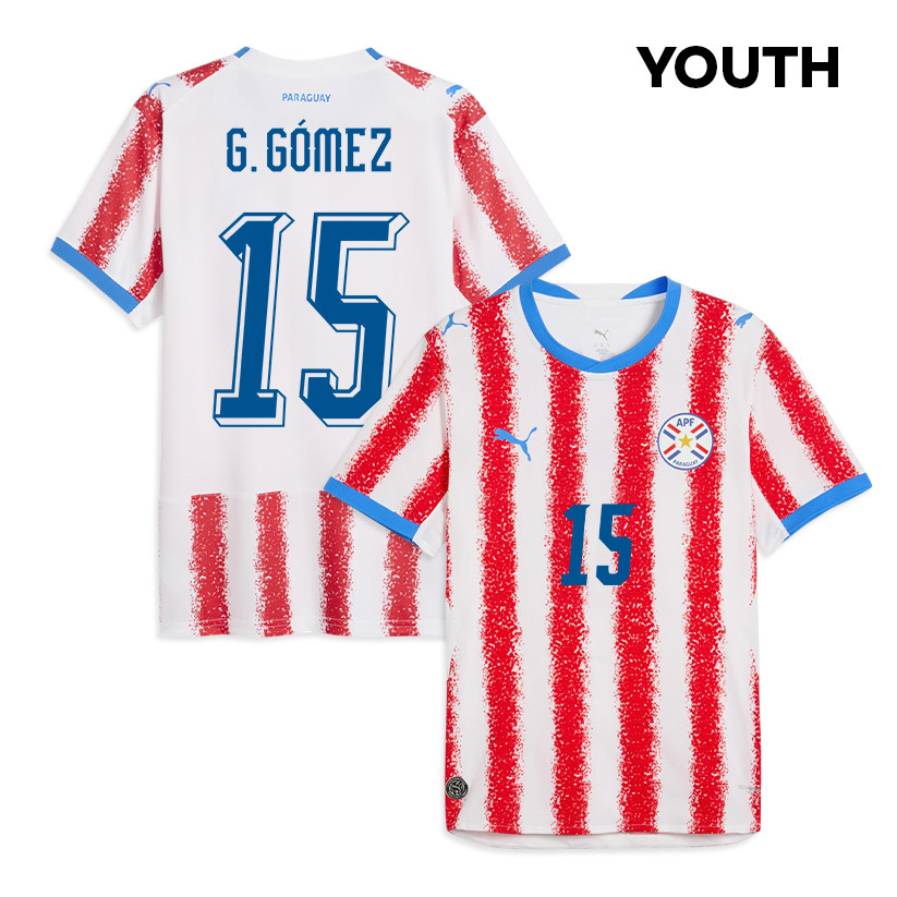 Gustavo Gómez 15 Youth Paraguay National Team 2026 Home Jersey - White/Red - Jersey Teams