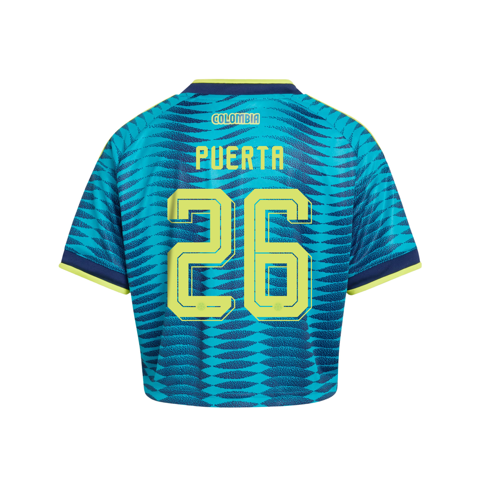 Gustavo Puerta 26 Colombia 2026 Away Women’s Cropped Jersey - Turquoise - Jersey Teams