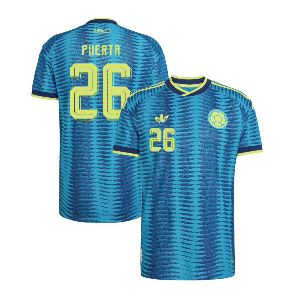 Gustavo Puerta 26 Colombia National Team 2026 Away Jersey - Turquoise, Men - Jersey Teams
