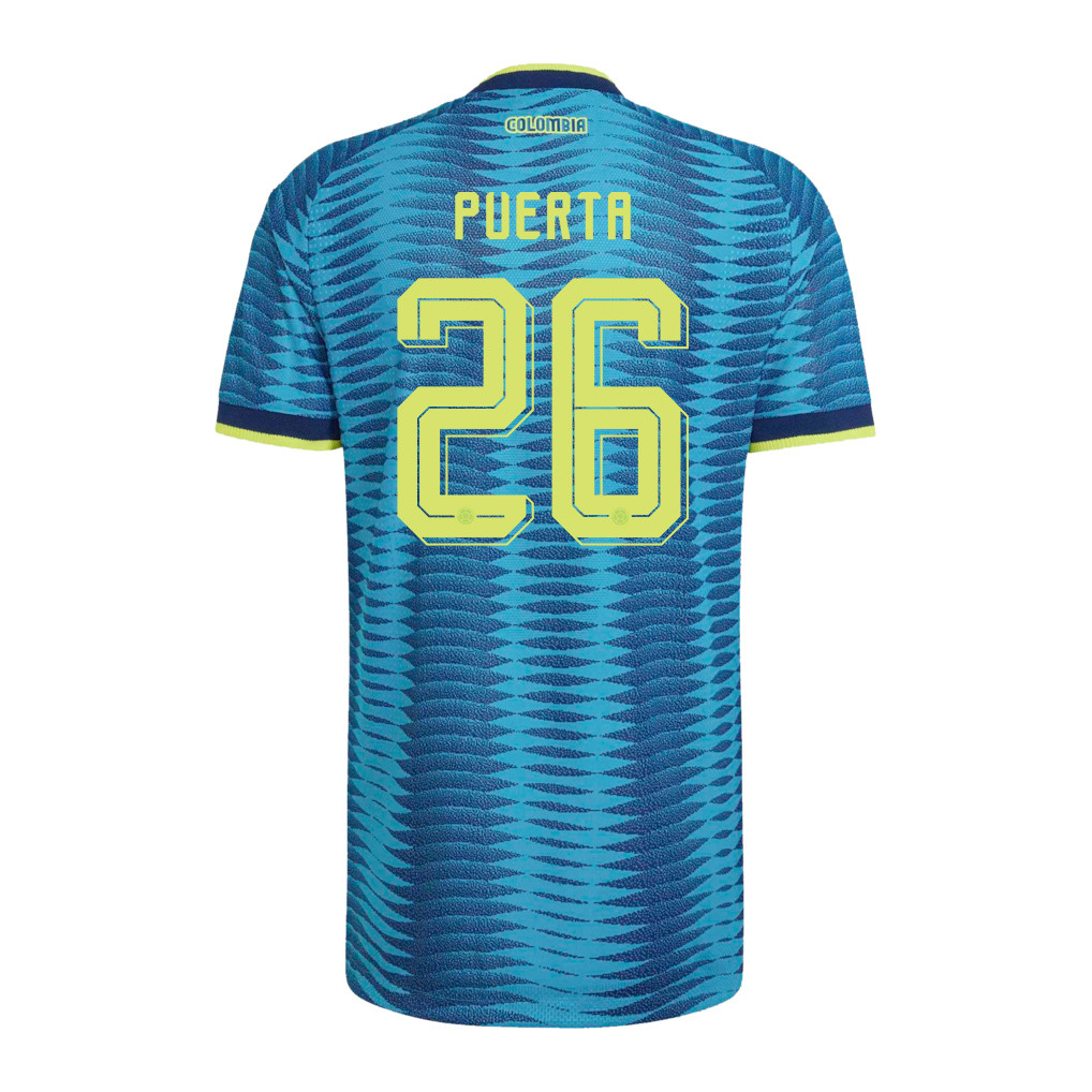 Gustavo Puerta 26 Colombia National Team 2026 Away Jersey - Turquoise, Men - Jersey Teams