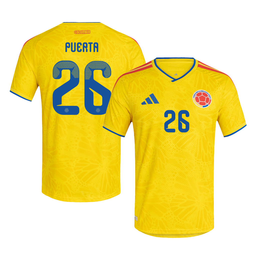 Gustavo Puerta 26 Colombia National Team 2026 Home Jersey - Yellow, Men - Jersey Teams