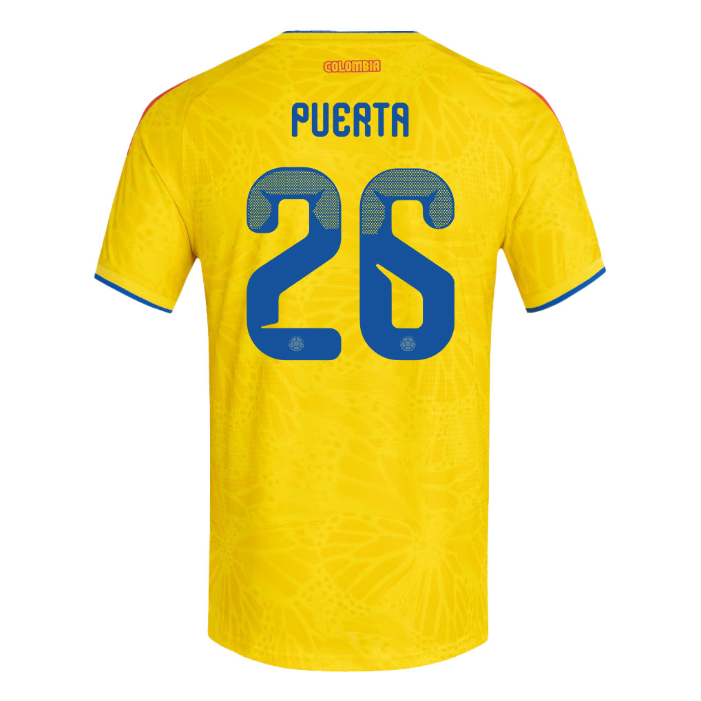 Gustavo Puerta 26 Colombia National Team 2026 Home Jersey - Yellow, Men - Jersey Teams