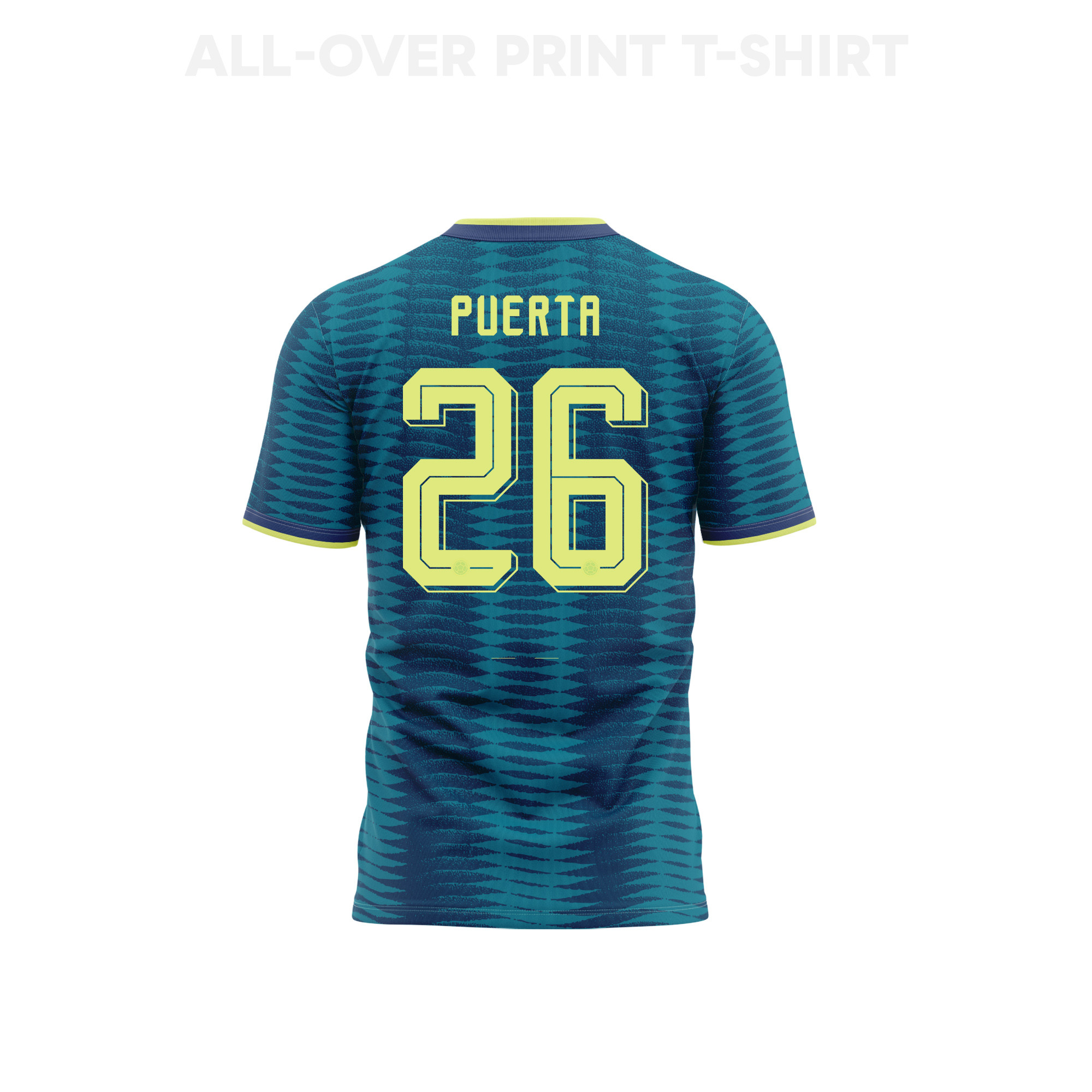 Gustavo Puerta 26 Youth Colombia 2026 Away 3D T-shirt Fully Printed – Turquoise - Jersey Teams