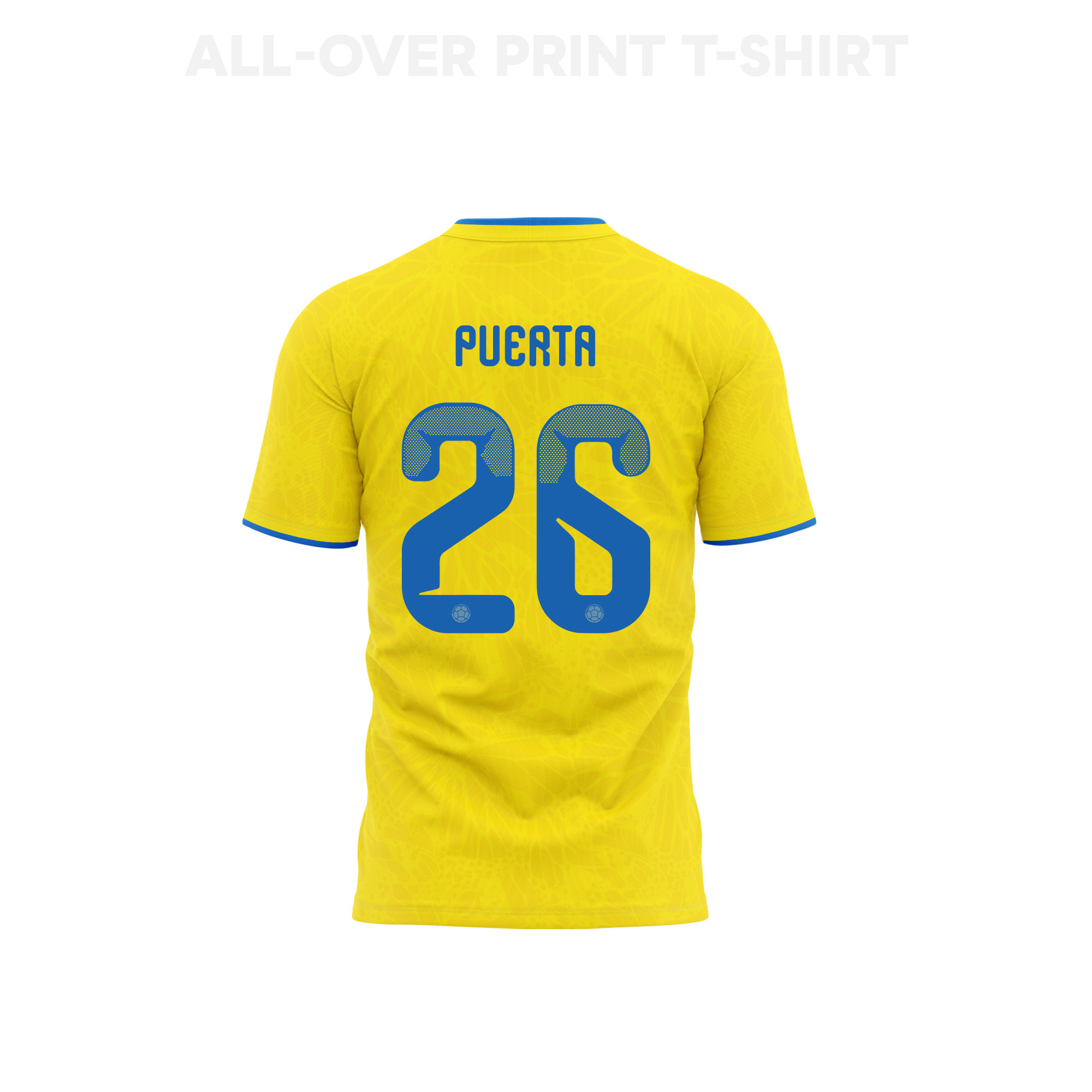 Gustavo Puerta 26 Youth Colombia 2026 Home 3D T-shirt Fully Printed – Yellow - Jersey Teams