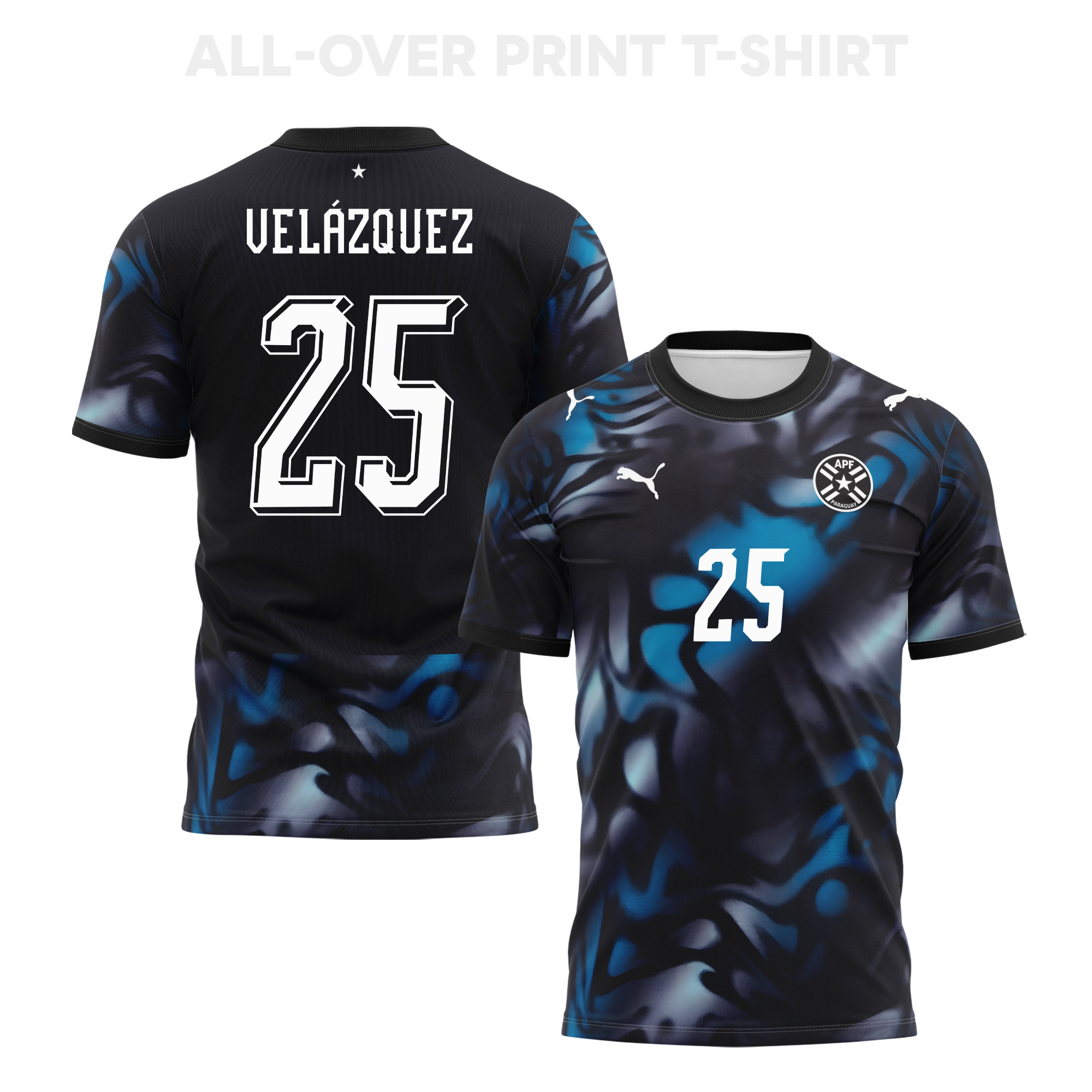 Gustavo Velázquez 25 Paraguay 2026 Away 3D T-Shirt Fully Printed – Unisex, Navy - Jersey Teams
