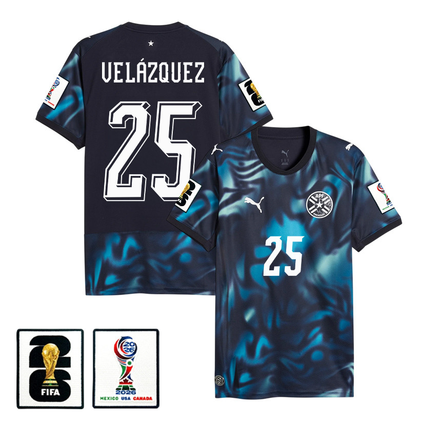 Gustavo Velázquez 25 Paraguay National Team 2026 Away Jersey - Navy, Men - Jersey Teams