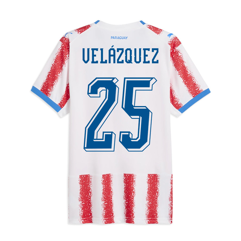 Gustavo Velázquez 25 Paraguay National Team 2026 Home Jersey - White/Red, Men - Jersey Teams